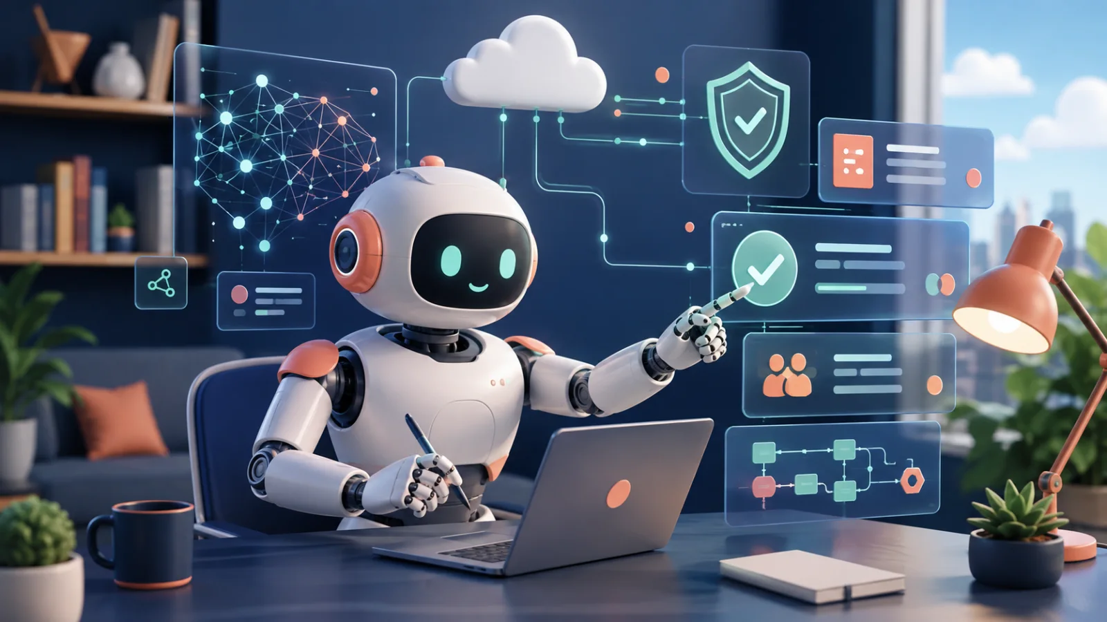 AIの出力とセキュリティを確認するロボットエンジニア